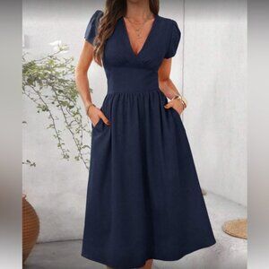 Elegant Navy Blue Women's Dress